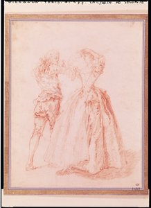 De dans (rode krijt op papier) door Nicolas Lancret